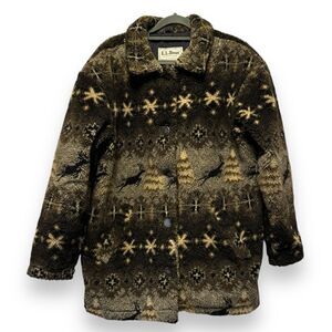 Vintage L.L. Bean Reindeer Winter Fleece Jacket